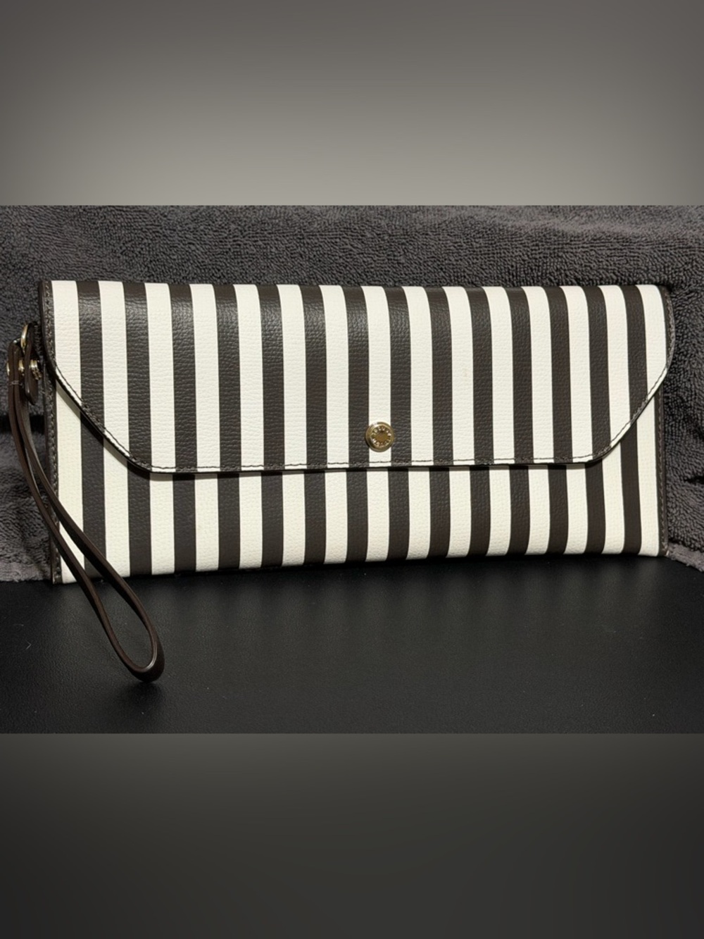 HENRI BENDEL CENTENNIAL STRIPE CLUTCH/WRISTLET